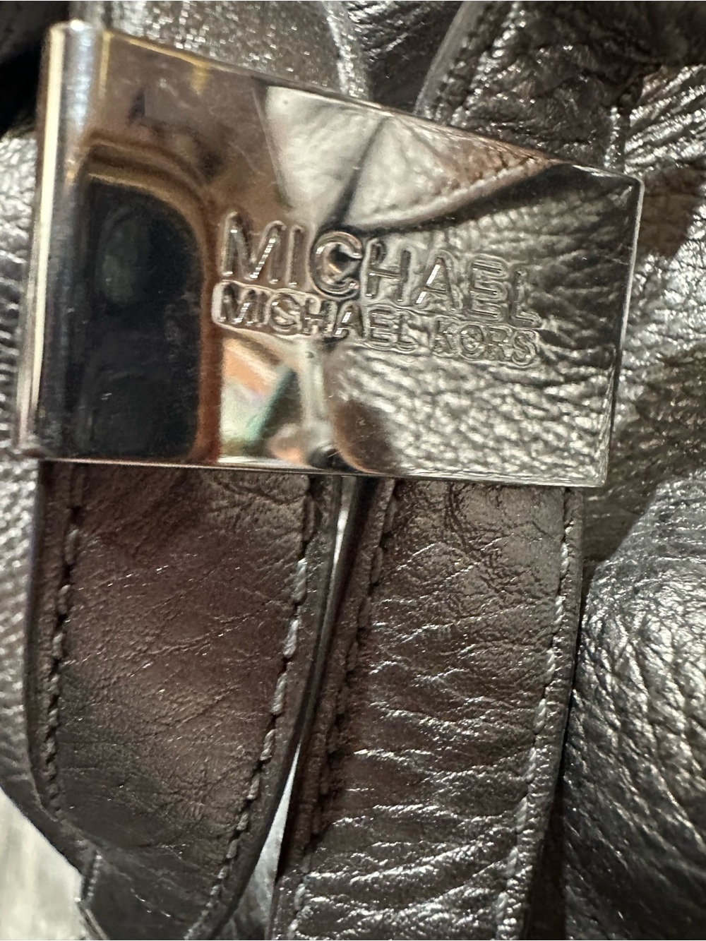 Michael Kors Beverly Large Leather Metallic Pewter Satchel - Picture 13 of 15